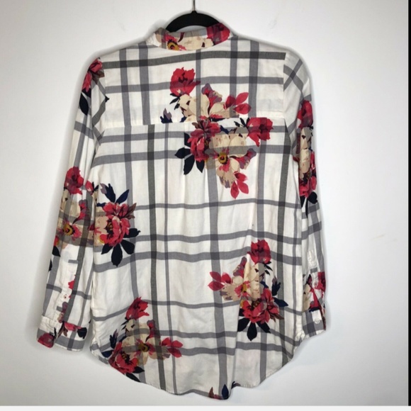 Joules Womens Lorena Check Floral Button Front Shirt Size US 6 EU 38 Flannel New - Picture 6 of 8
